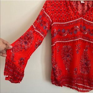 Red folk blouse
